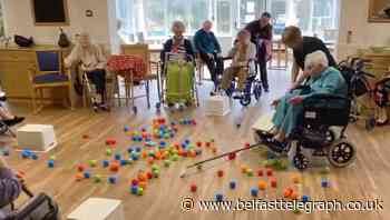 Care home recreates life-sized Hungry Hippos game to lift morale in isolation