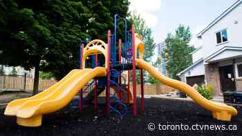 Signage outside Toronto parks to warn visitors playgrounds are not sanitized