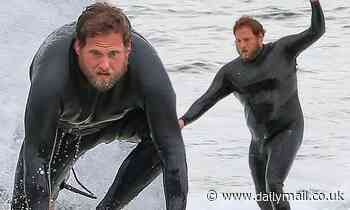 Jonah Hill continues to work on his surf moves in the waves off Malibu