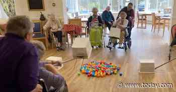 Watch these seniors play a life-size version of Hungry Hungry Hippos