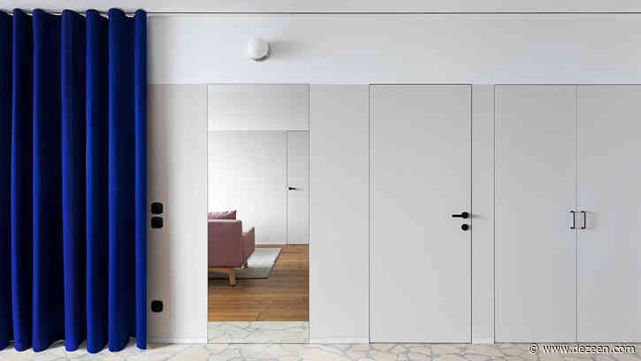 Ater Architects uses blue curtains as walls in Kyiv apartment