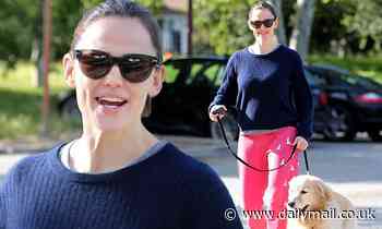 Jennifer Garner is all smiles as she walks her dog
