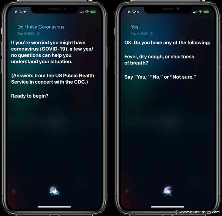 Siri Now Provides Coronavirus Advice From CDC and U.S. Public Health Service