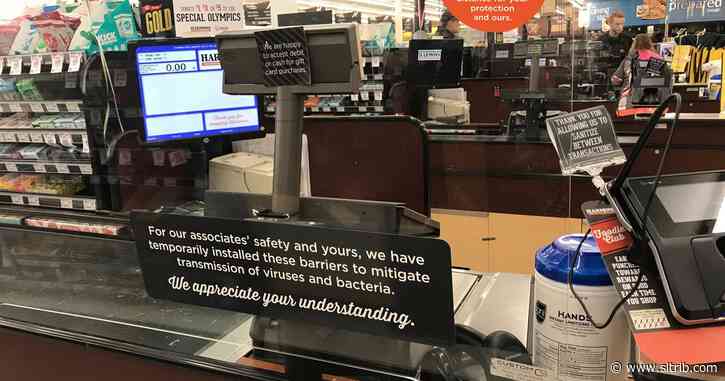 Harmons Grocery stores put up glass barriers to protect workers during coronavirus pandemic
