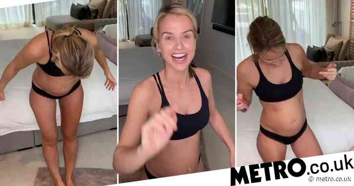 Pregnant Vogue William shows off baby bump while getting her best pal to join her in hilarious fake tan tutorial