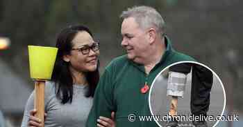 Man's wife makes prosthetic leg from household objects after coronavirus delays