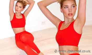 Elsa Hosk puts her long limbs on display as she encourages keeping fit amid COVID-19 outbreak