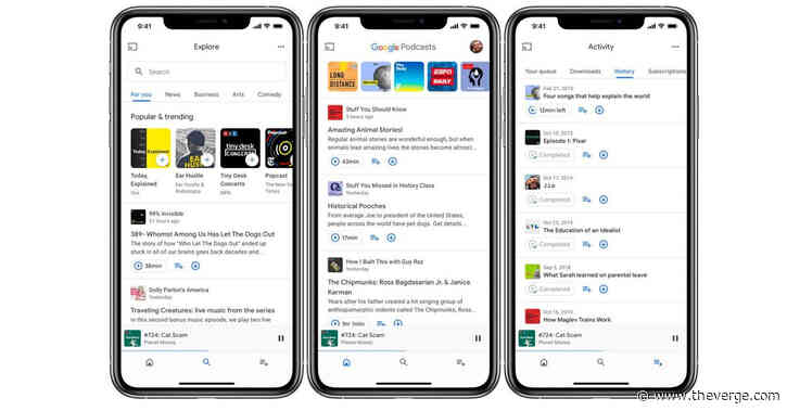 Google Podcasts rolls out new design, launches on iOS