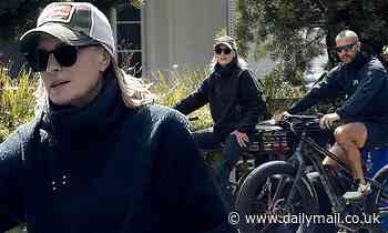 Robin Wright, 53, enjoys a bike ride with husband Clement Giraudet, 35, around LA