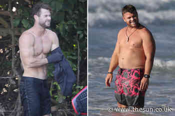 Chris Hemsworth strips off his shirt as he joins Westworld star brother Luke on the beach in Australia - The Sun