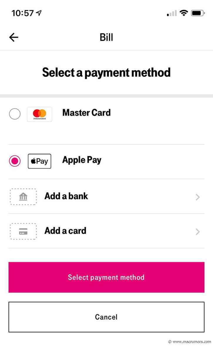 T-Mobile Now Lets Customers Use Apple Pay to Pay Bills Online and in App