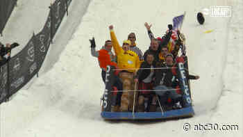 This awesome race has contestants race down a mountain on cardboard sleds