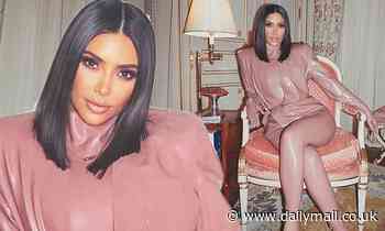 Kim Kardashian looks like she can barely sit down in her skintight Latex outfit