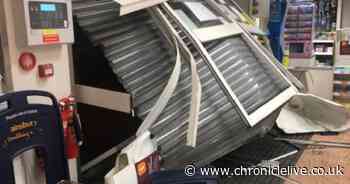 Picture shows damaged caused inside Sainsbury's store after ram raid