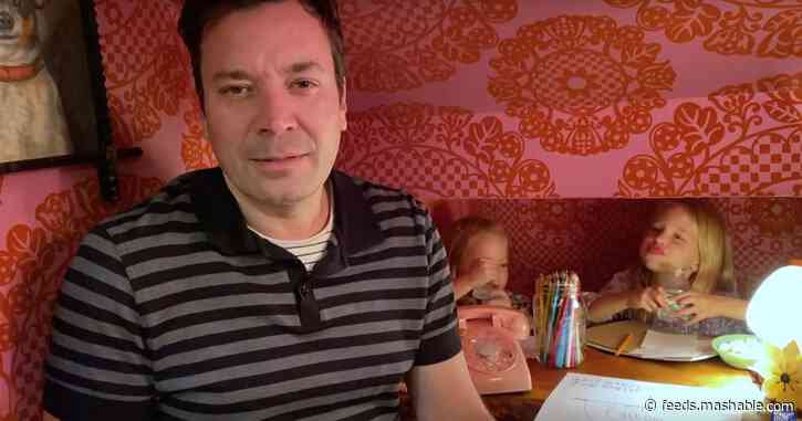 Jimmy Fallon's at-home monologue gets hilariously heckled by his adorable kids