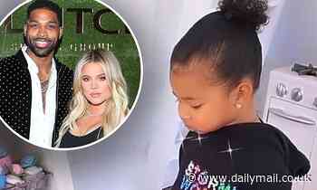 Khloe Kardashian plays house with daughter True after watching KUWTK premiere with Tristan Thompson