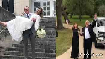 Loved ones have social distancing wedding reception for Houston newlyweds
