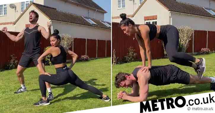 Nicole Scherzinger and boyfriend Thom Evans taking no prisoners in lockdown with couples’ workout