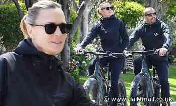 Robin Wright and husband Clement Giraudet keep fit during social isolation with a bike ride