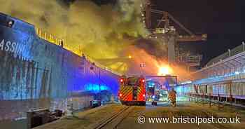 Firefighters deal with ship crane on fire at Royal Portbury Dock