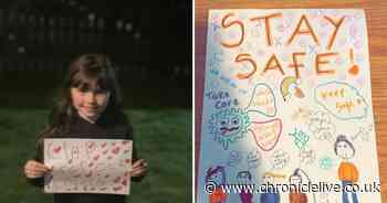 Girl's 'rainbow of hope' posters move neighbours to tears