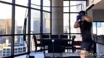 Rangers' Joey Gallo slugging through MLB shutdown in at-home batting cage