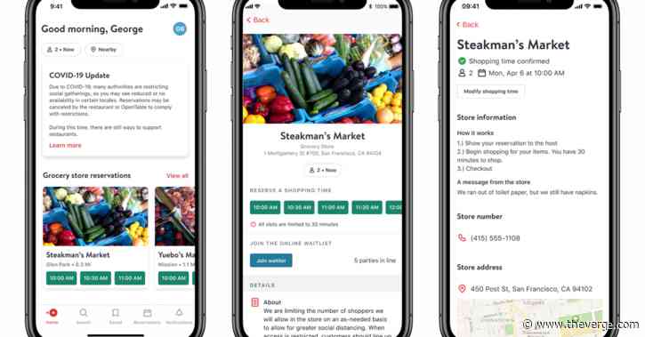 OpenTable will allow people to reserve shopping times at supermarkets