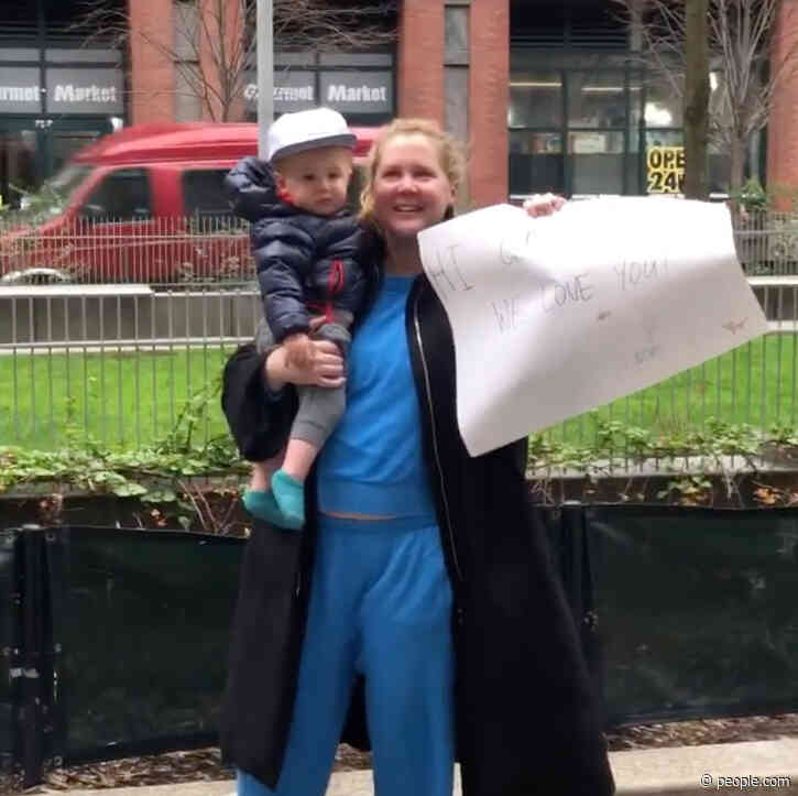 Amy Schumer and Son Gene Visit Her Dad While Social Distancing: 'Hi Grandpa! We Love You!'