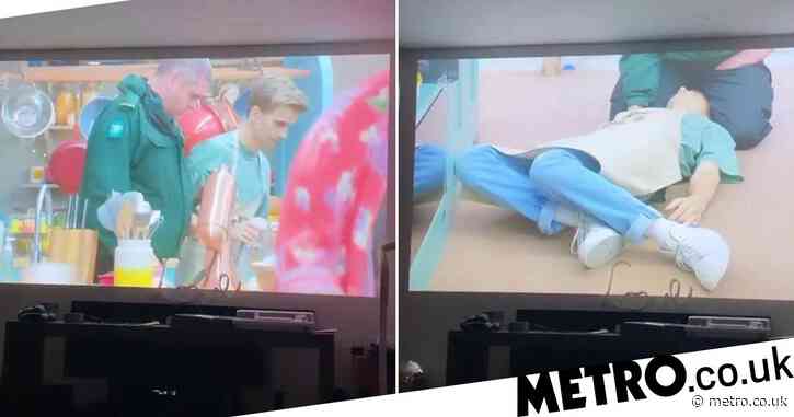 Joe Sugg takes fans inside lavish cinema room to watch himself faint on Celebrity Bake Off
