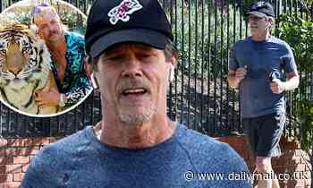 Kevin Bacon is almost unrecognizable in casual clothes during LA jog