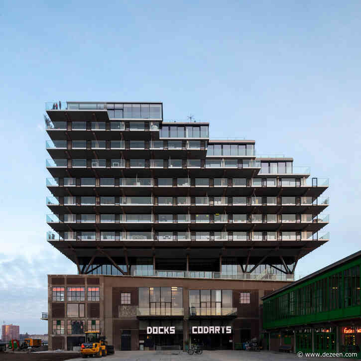 Mei Architects perches Fenix I apartments on dockside warehouse in Rotterdam