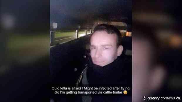 Calgary construction worker hosts solo dance party in cattle trailer on trip home to Ireland