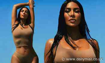 Kim Kardashian looks incredible in tank and briefs as she introduces her new SKIMS range