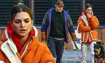 Emily Ratajkowski walks dog Colombo in NYC after a night of self-care amid coronavirus pandemic