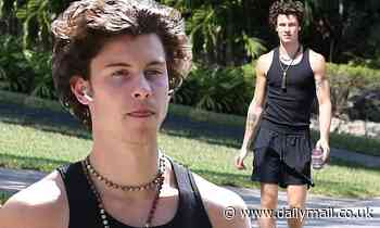 Shawn Mendes shows off his guns as he takes a walk without Camila Cabello during quarantine in Miami