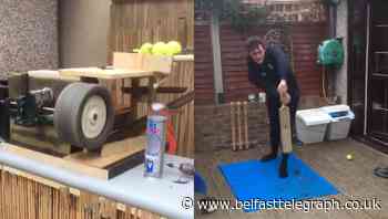 Dad builds lockdown bowling machine using golf trolley for cricket-mad son