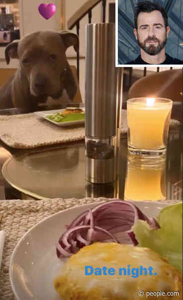 Justin Theroux Enjoys a Sweet Candle-Lit 'Date Night' with His Rescue Dog Kuma