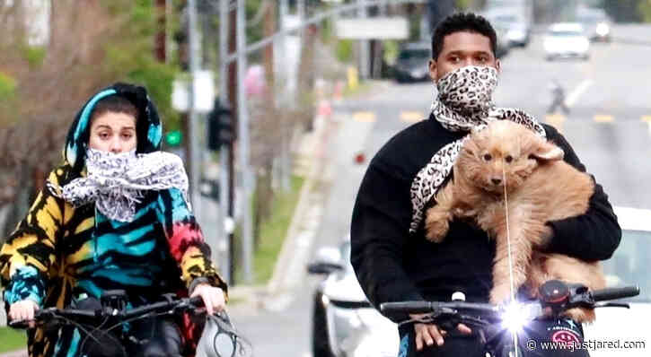 Usher Carries His Dog on Bike Ride with Girlfriend Jennifer Goicoechea