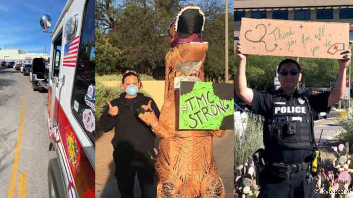 From T-Rexes to police officers, community cheers on TMC workers amid COVID-19 pandemic