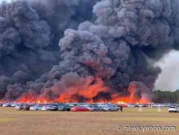 An airport fire in Florida destroyed over 3,500 rental cars that were stored in a field