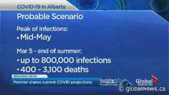 Alberta predicting 400 to 6,600 deaths from COVID 19 in months to come