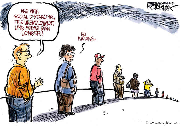 Social distancing in the unemployment line: Political Cartoons