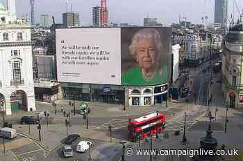 Queen appears on London's Piccadilly Lights