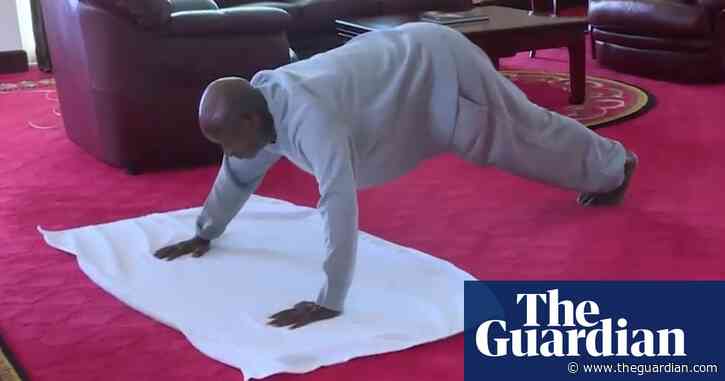 Ugandan president records home workout encouraging citizens to exercise indoors – video