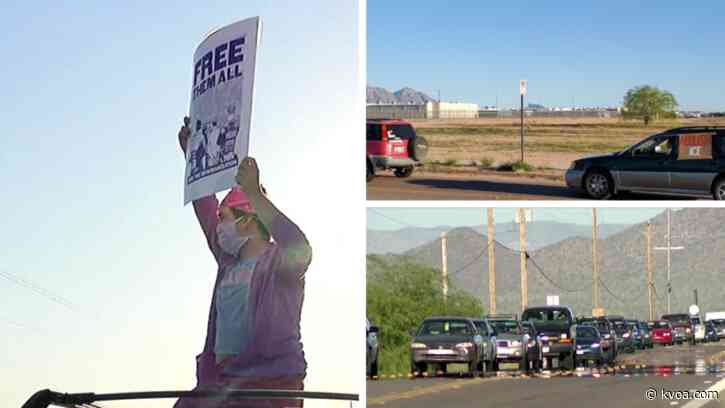 Hundreds come out for car rally to release detained migrants at Eloy Detention Center