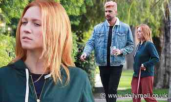 Newlyweds Brittany Snow and Tyler Stanaland take a walk as LA lockdown is prolonged