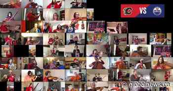 Battle of Alberta: Edmonton, Calgary orchestras unite to perform physically distanced ‘Hockey Night in Canada’