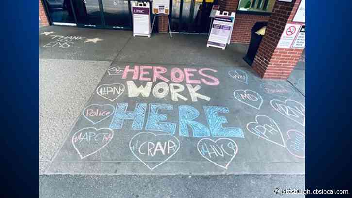 Uplifting Chalk Messages For Healthcare Workers Left Outside Hospital In McKeesport