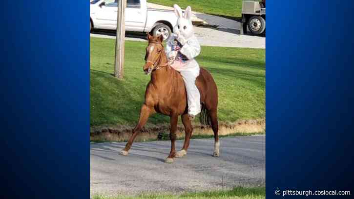 Easter Bunny Rode In On Horseback For Local Neighborhood Children