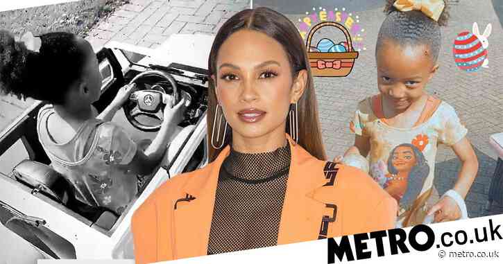 Alesha Dixon’s daughter cruises around huge garden in mini Mercedes during Easter egg hunt